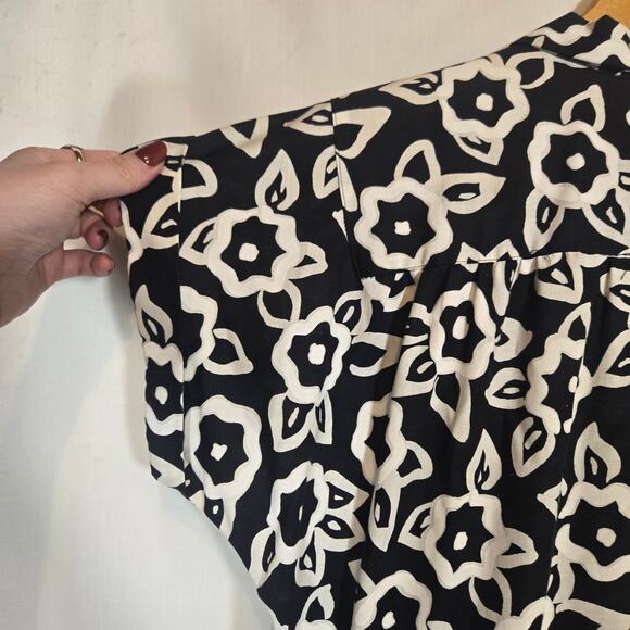 Vtg Contrast Floral Shirt Dress Retro Doodle Moody Rockbilly Emo Quirky 18 USA - Picture 8 of 8